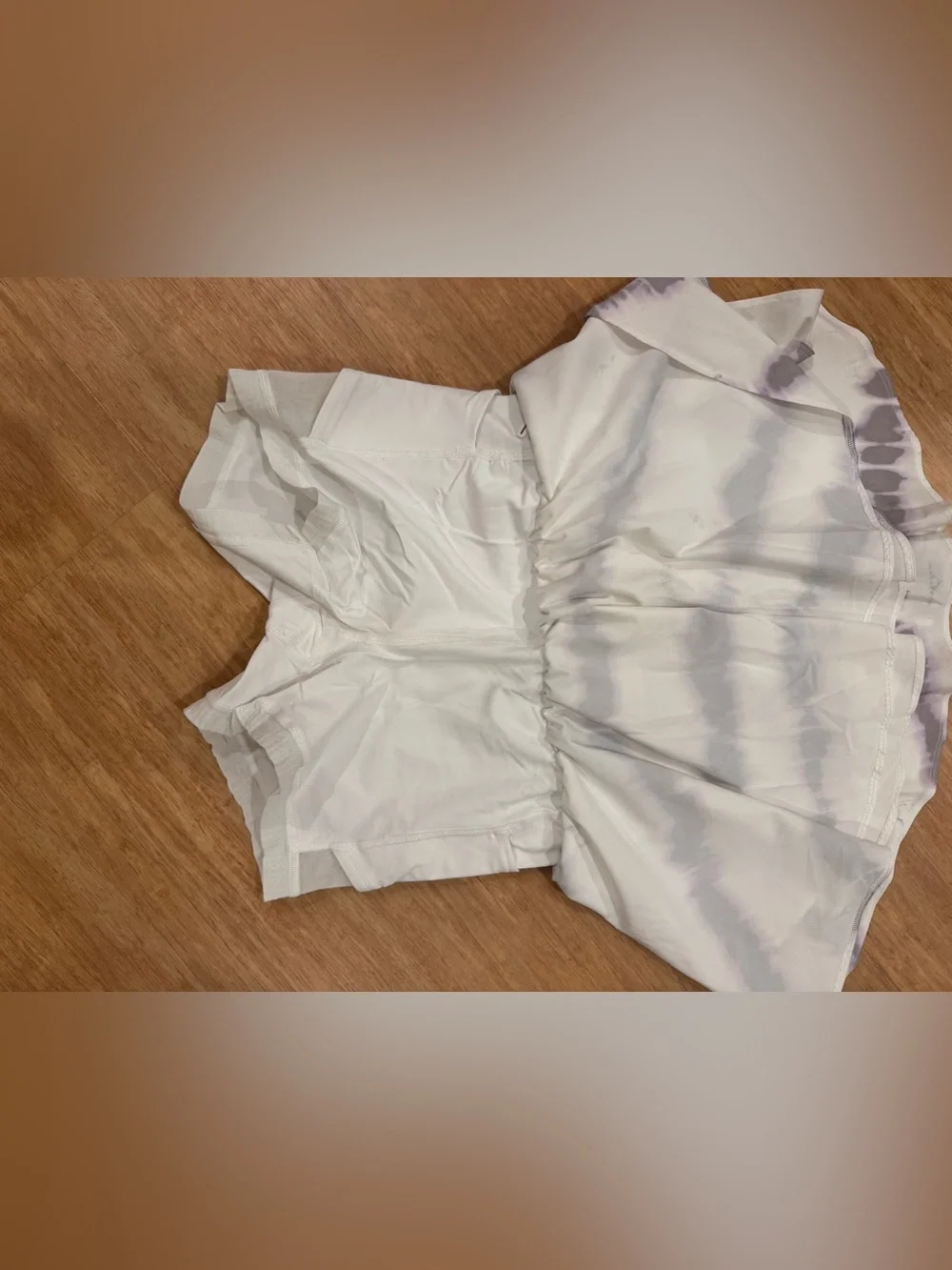 lululemon athletica White and Light Gray/purple Tie-Dye Circle Skirt; two layers